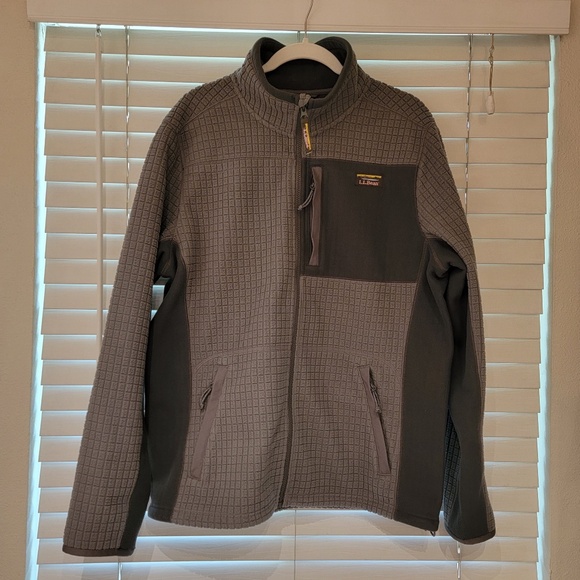 L.L. Bean Other - LL Bean Mountain Classic Windproof Fleece Jacket Mens Large Grey Grid Texture